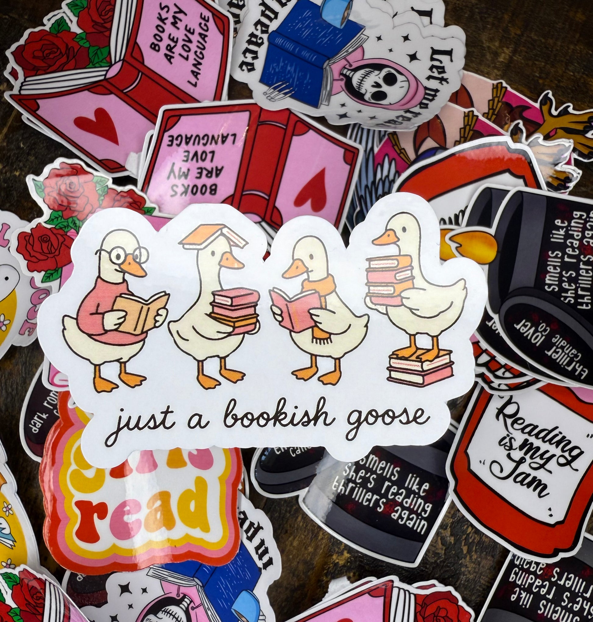 Just a Bookish Goose 3in Sticker