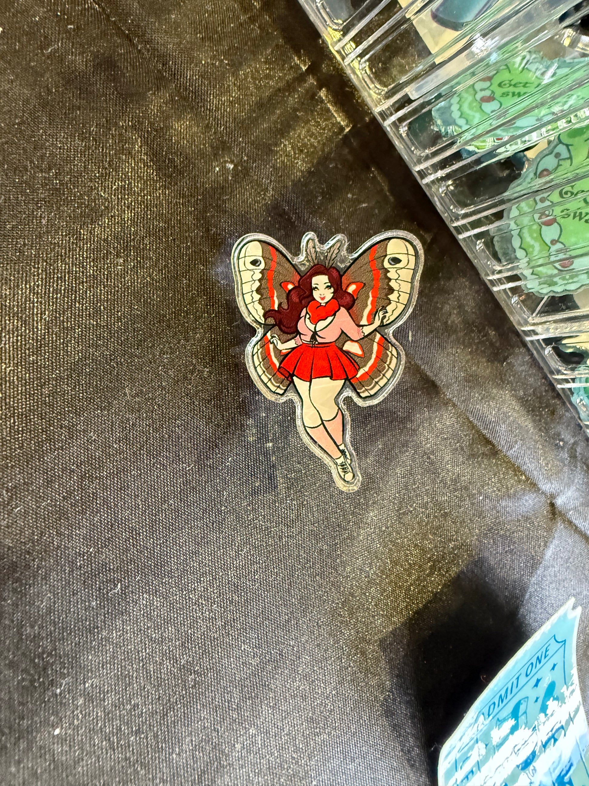 Mesmerized by the Mothwoman Acrylic Pin