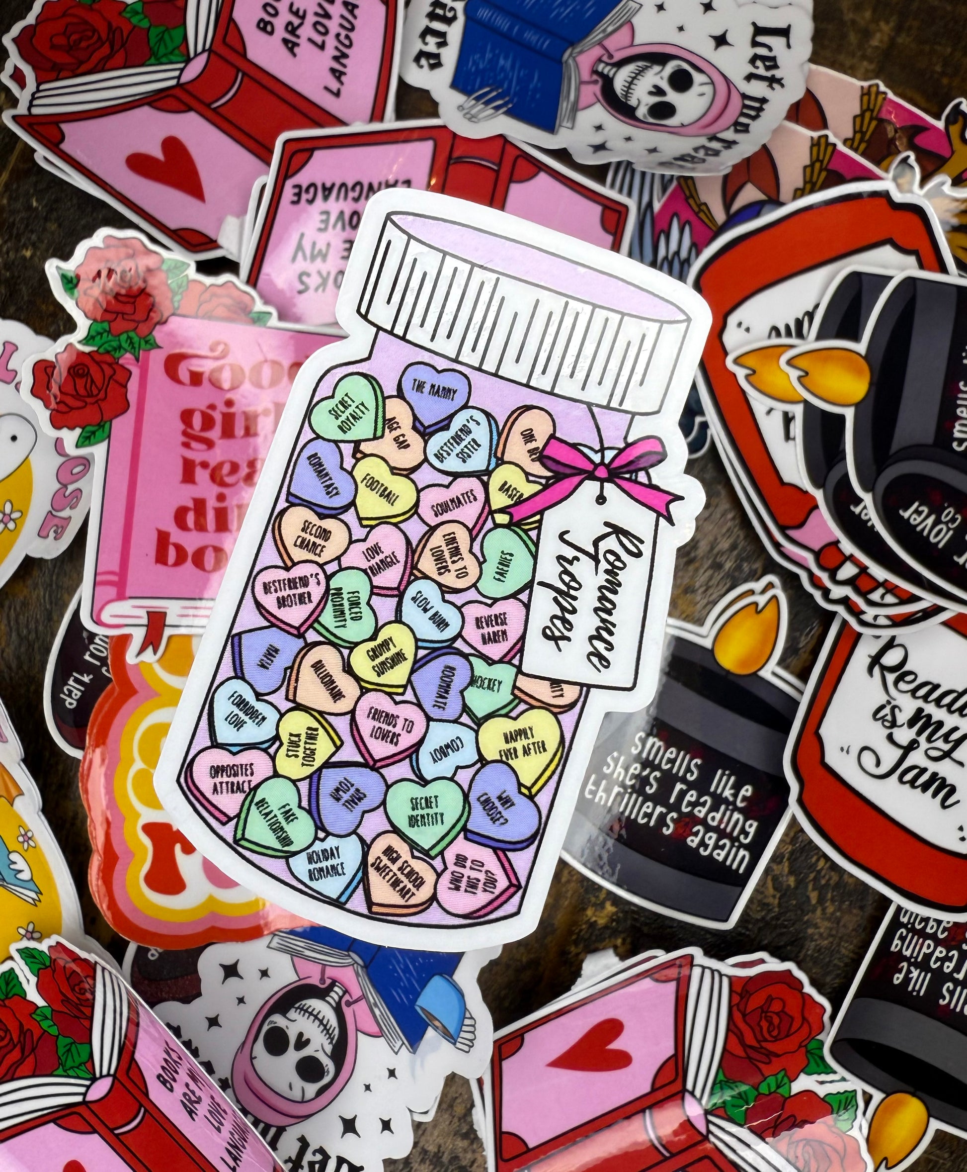 Romance Trope Jar 3in Sticker