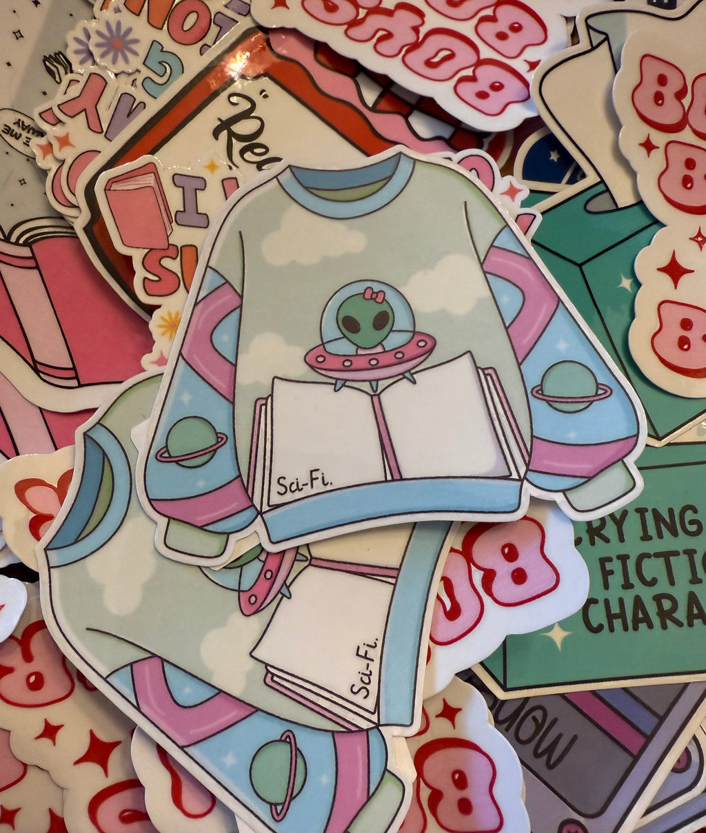 Book Sweater 3in Sticker